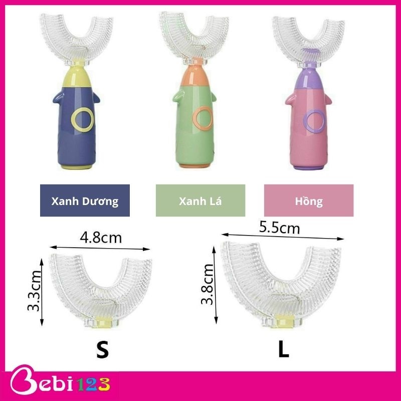 Bàn chải silicon, bàn chải đánh răng chữ U FUTURE cầm chắc tay cho bé