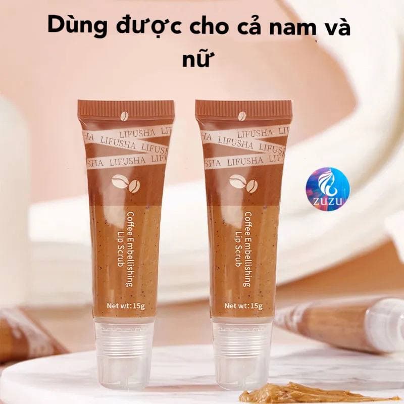 Tuýp tẩy da chết môi, tẩy tế bào chết môi nội địa dưỡng ẩm màu cà phê tiện lợi LALASKIN