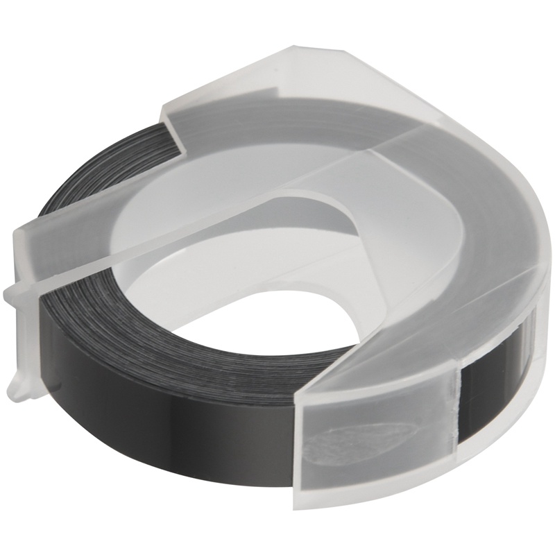 6 Cuộn Băng Dập Nổi 3D Bằng Nhựa Trắng Trên Nền Đen 9Mmx3M Cho Máy In Nhãn Dymo
