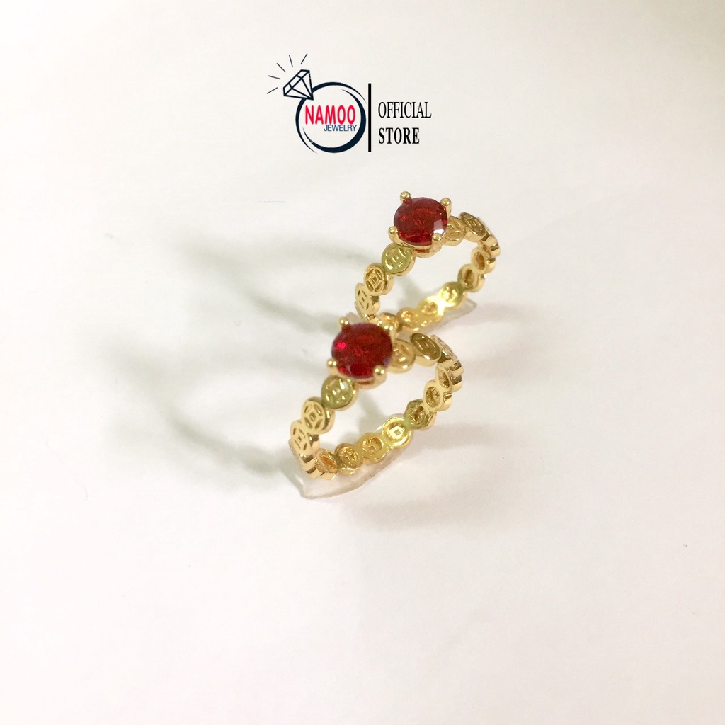 Nhẫn Đính Đá Đỏ Nữ Mạ Vàng N028 Namoo Jewelry