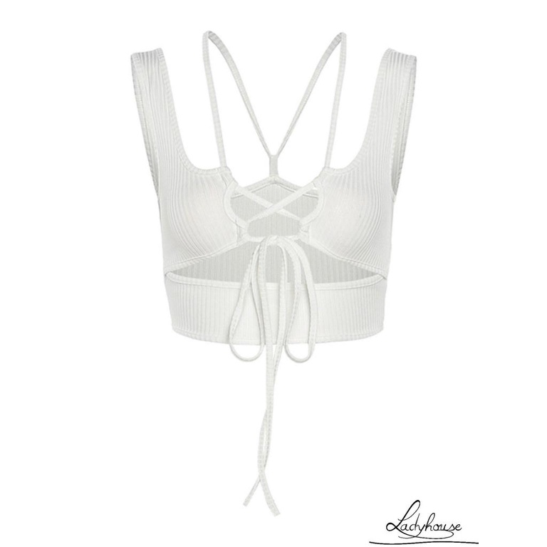 Áo Croptop Hai Dây Cổ Chữ V Màu Trơn Thời Trang Gợi Cảm Cho Nữ