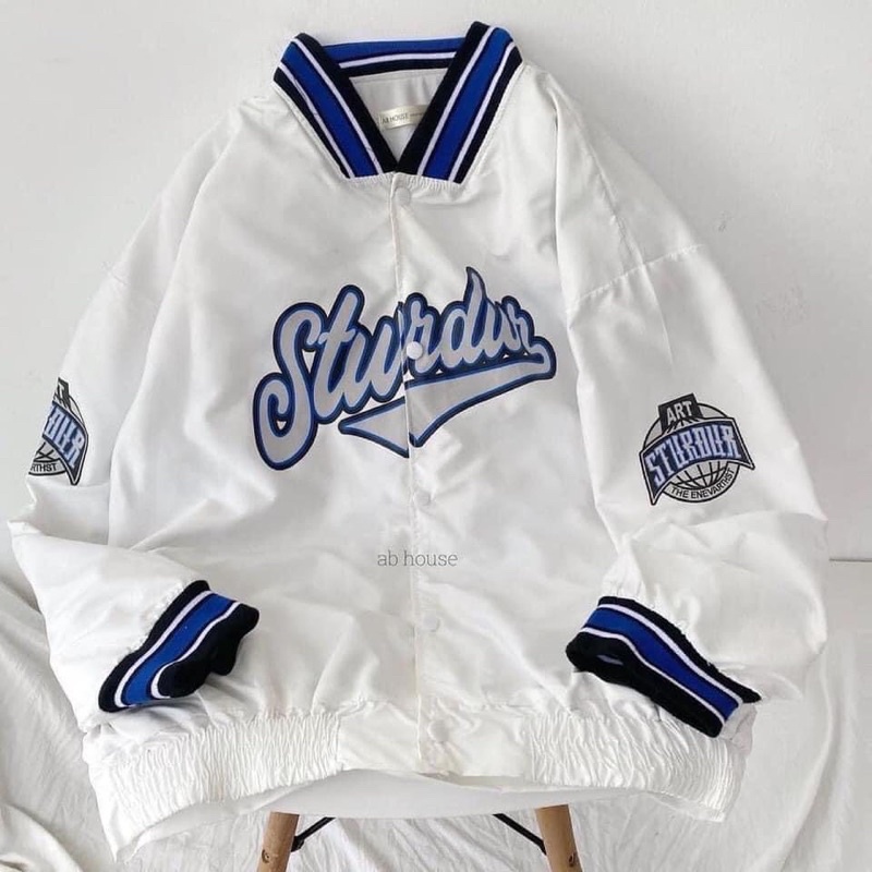 Áo khoác dù bomber form rộng viền tay ( 2 màu Trắng , Đen )