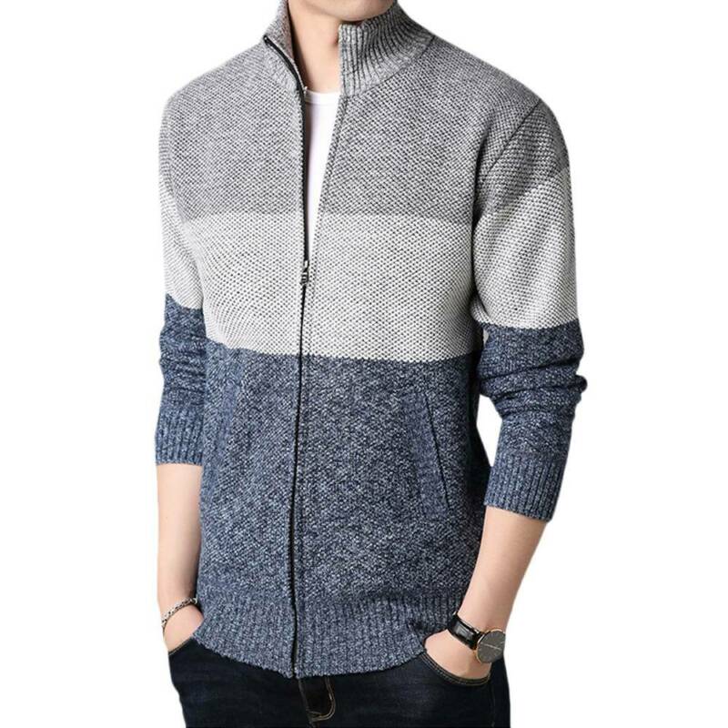 Áo Khoác Cardigan Dệt Kim Phối Khoá Kéo Cho Nam