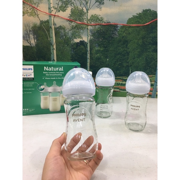 Bình sữa avent thủy tinh chuẩn Mĩ  120ml / 240ml tách set