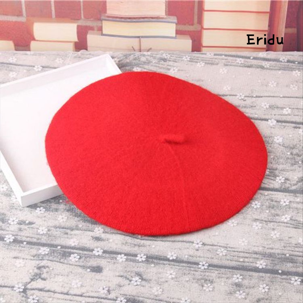 Mũ Beret Len Giả Màu Trơn Thời Trang Nữ Tính