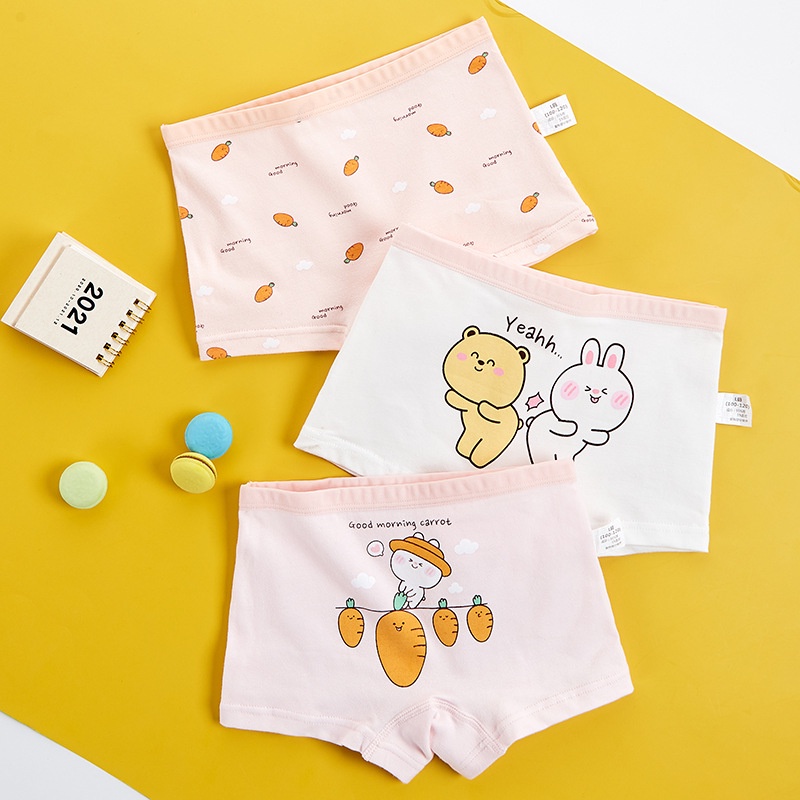 [T09 Hoy trend] Set 3 quần chíp đùi cho bé gái, quần lót trẻ em Maruka Fashion 100% cotton siêu mềm mịn