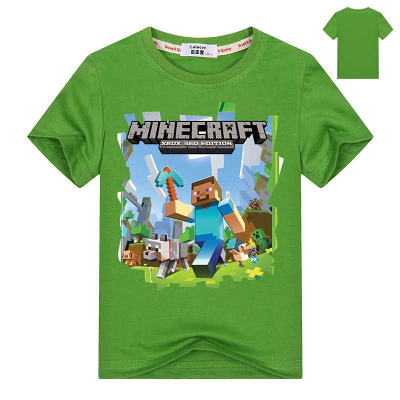 Áo thun cotton in hình Minecraft thời trang