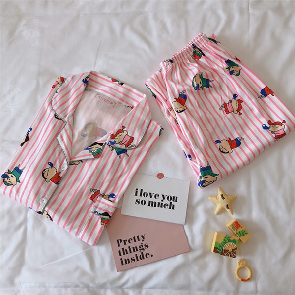 Đồ Ngủ Pijama Tay Dài In Hình Shin Cậu Bé Bút Chì Đáng Yêu