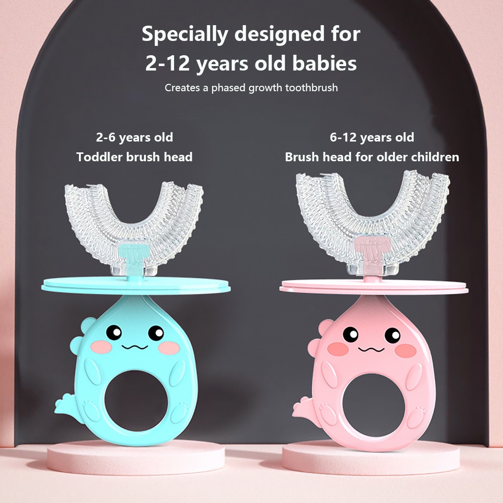 Bàn chải đánh răng hình chữ U làm sạch răng miệng 360° cho trẻ em 6-12 tuổi