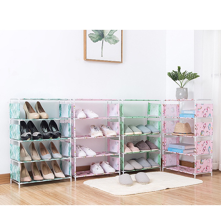 Kệ để giày dép 4 tầng 3 ngăn họa tiết hiện đại