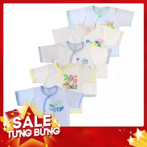 (Hàng loại 1) Combo 5 Áo Tay Ngắn Cài Xéo Màu Trắng JOU ( 100% cotton cao cấp)