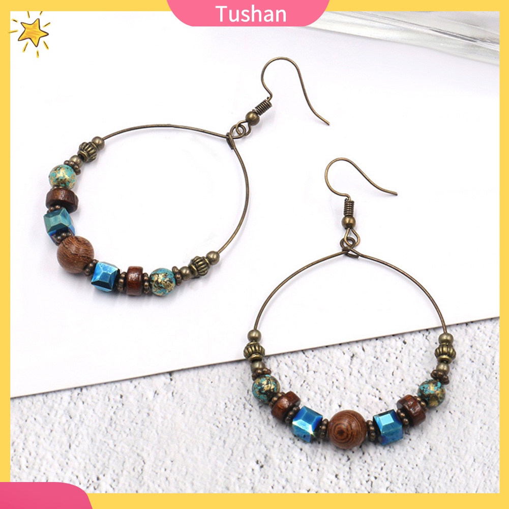 Hoa tai dáng tròn phong cách Bohemian thời trang cho nữ