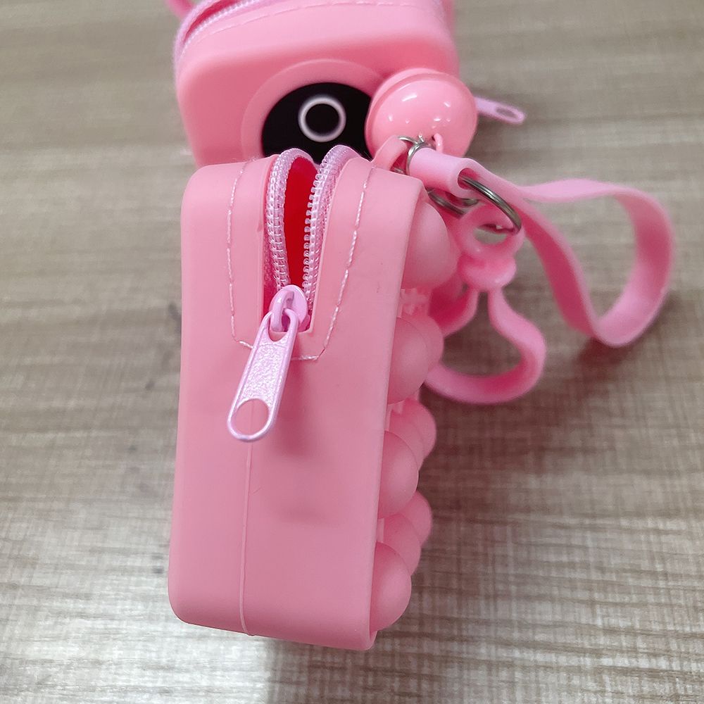 Móc khoá trang trí ví đựng tiền xu mini hình nhân vật trong phim Squid Game phối chuông hợp kim sáng tạo kiểu Hàn Quốc