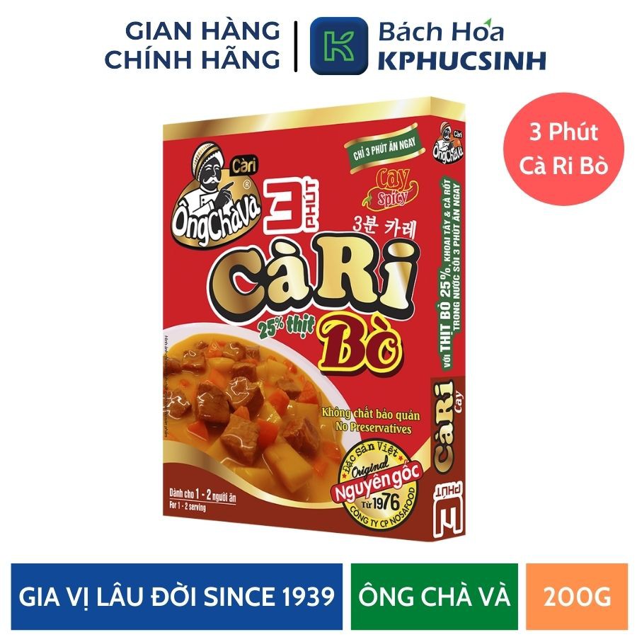 3 Phút Cà Ri Bò Cay 200G KPHUCSINH - Hàng Chính Hãng