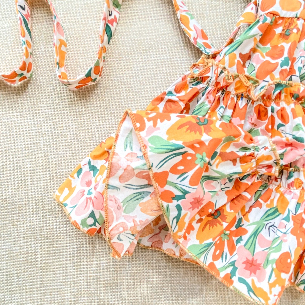 Váy hoa nhiều tầng kèm turban bé gái sơ sinh 1 2 3 4 tuổi MINTSCLOSET Mint's Closet - GS1073