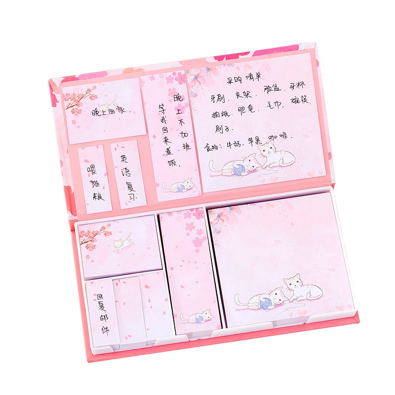 Hộp giấy nhớ, ghi chú, giấy note, giấy giao việc kiểu Hàn Quốc - Hộp 6 loại note ghi chú, bookmark tiện lợi - Corgi Shop