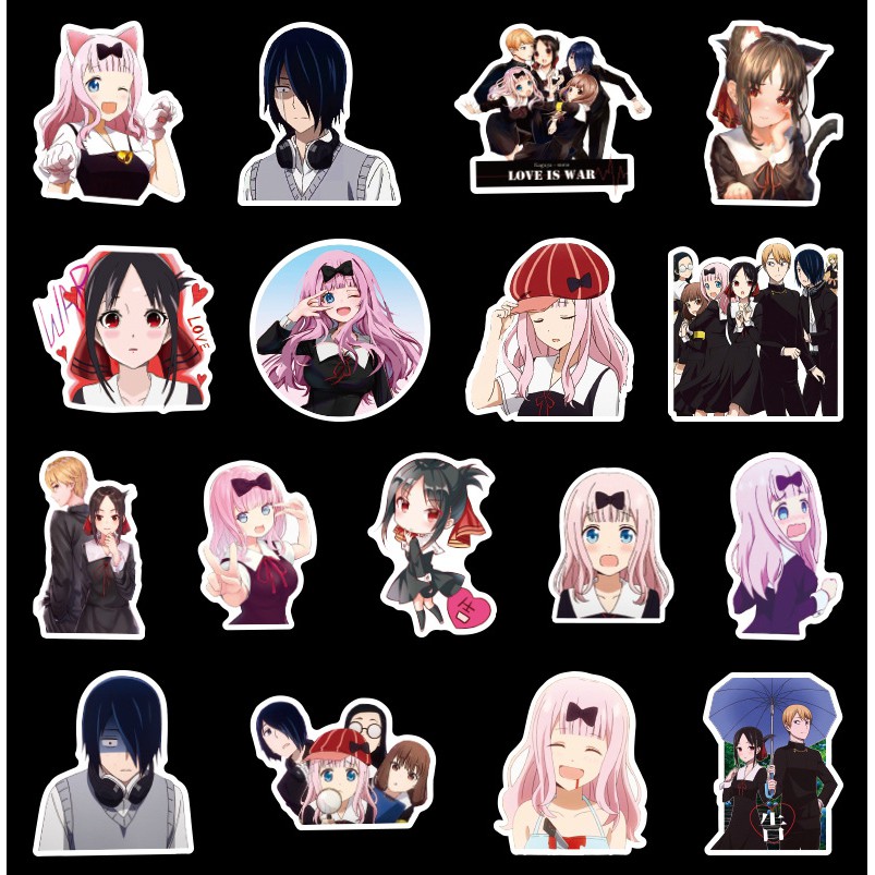 Miếng dán Sticker anime/manga Kaguya-sama wa Kokurasetai Tensai-tachi trọn bộ 50 hình - In rõ ràng sắc nét khó tróc