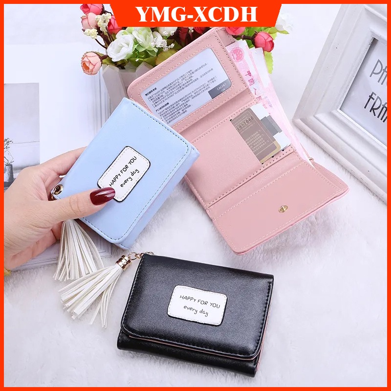 Ví Gấp Ba Ngắn Mini Đựng Tiền Xu Và Thẻ Đính Tua Rua Phong Cách Hàn Quốc 2022 Dành Cho Nữ 601609