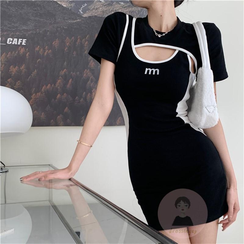 Đầm Tay Ngắn Cổ Tròn In Họa Tiết Chữ Dành Cho Nữ