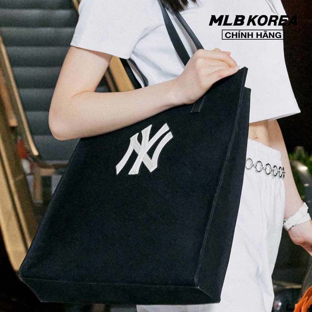 MLB - Túi tote phom chữ nhật thời trang Canvas 3AORM022N-50BKS