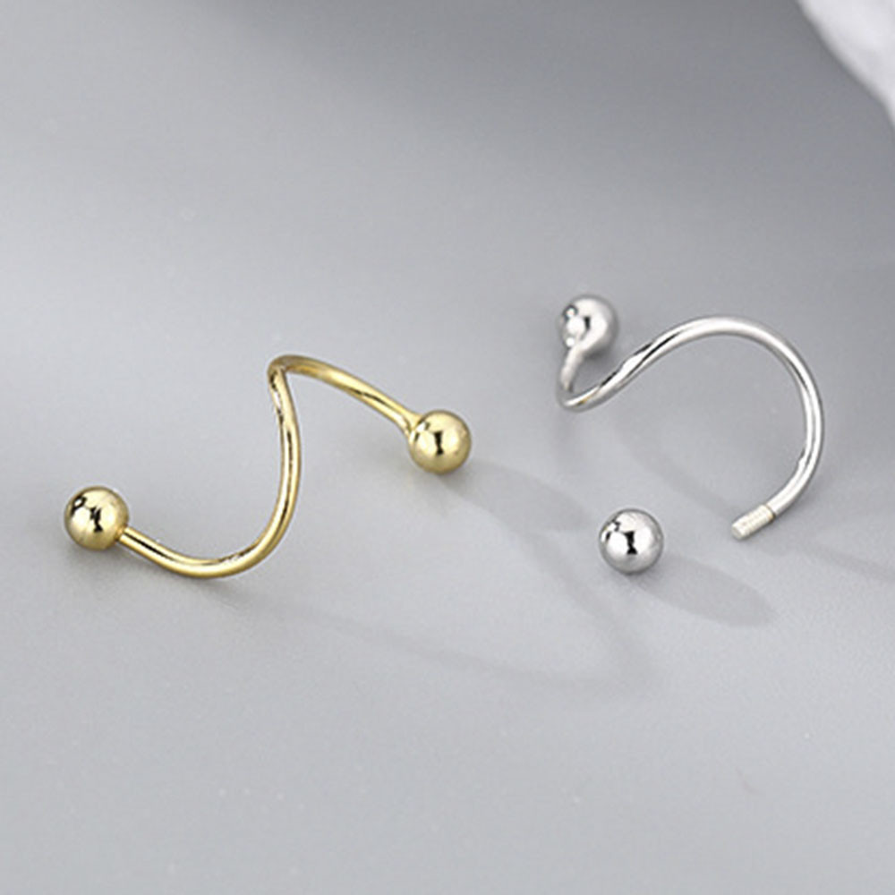 【COD】Khuyên tai dạng lò xo màu vàng kim/ bạc đơn giản trang sức thời trang cổ điển