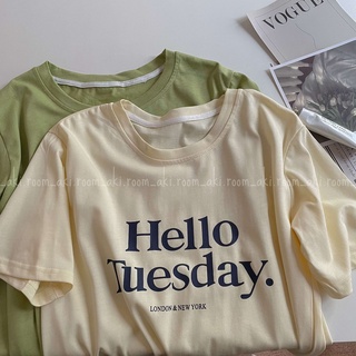 Áo thun, áo phông chất mịn in chữ Hello Tuesday form rộng vừa