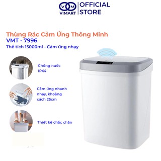 Thùng rác cảm ứng Xiwei dung tích 15L, thùng rác tự động mở sau 0.3s, sạc pin cổng DC thông dụng_Vimart