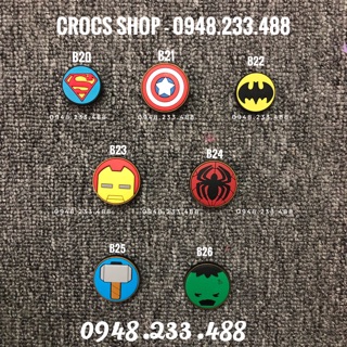 Nút cài dép-Jibbitz-charm-icon-sticker Siêu Nhân (B20-B39). Shop Ship từ 10 Sản phẩm trở lên