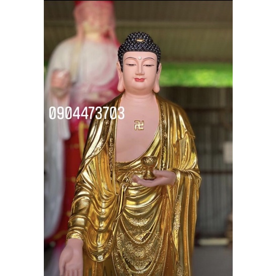 Bộ tượng Tam Thánh Tây Phương dát vàng cao 85cm - LHCTTP85