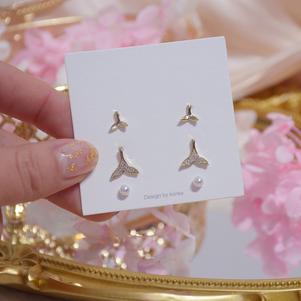 Set 3 Đôi Bông Tai Nữ Bạc 925 Cao Cấp ERASHOP 076565 - Nhiều Kiểu Hỗn Hợp, Nhỏ Nhắn, Dễ Thương, Siêu Rẻ Đẹp