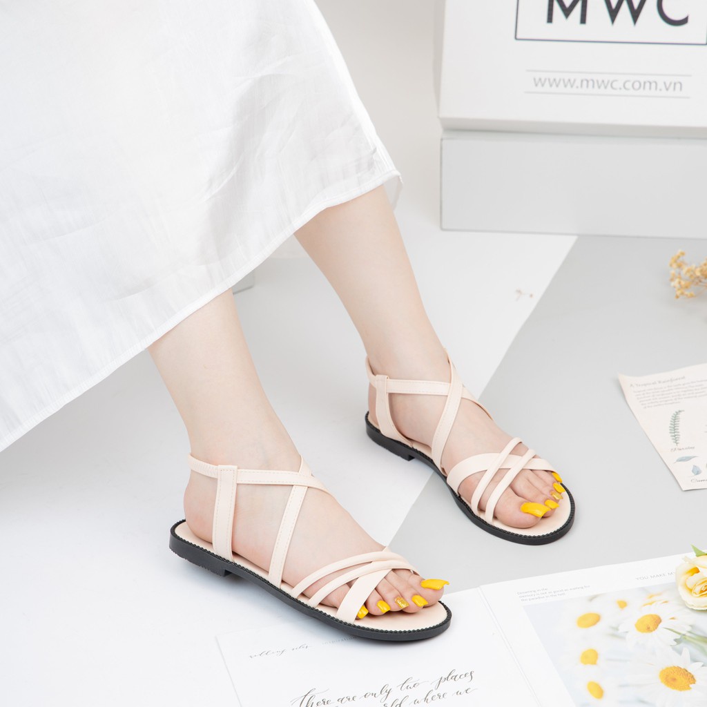 Giày Sandal MWC Đế Bệt Quai Mảnh Phối Phong Cách Chiến Binh NUSD - 2773