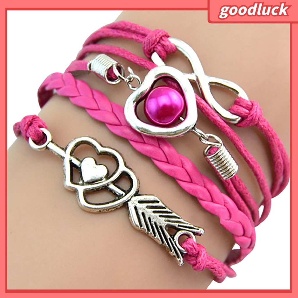 Vòng tay dây bện nhiều lớp mặt hình mũi tên phong cách cổ điển