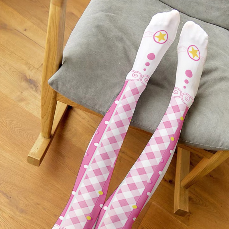 Tất Dài Qua Gối Họa Tiết Sọc Caro Đính Cánh Thiên Thần Phong Cách Lolita Dễ Thương