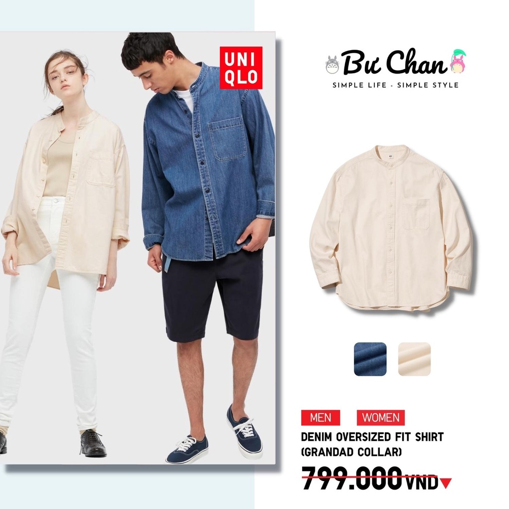 Áo Denim UNIQLO Nam/Nữ Oversized Cổ Tàu ❤️ (UNIQLO Chính Hãng)