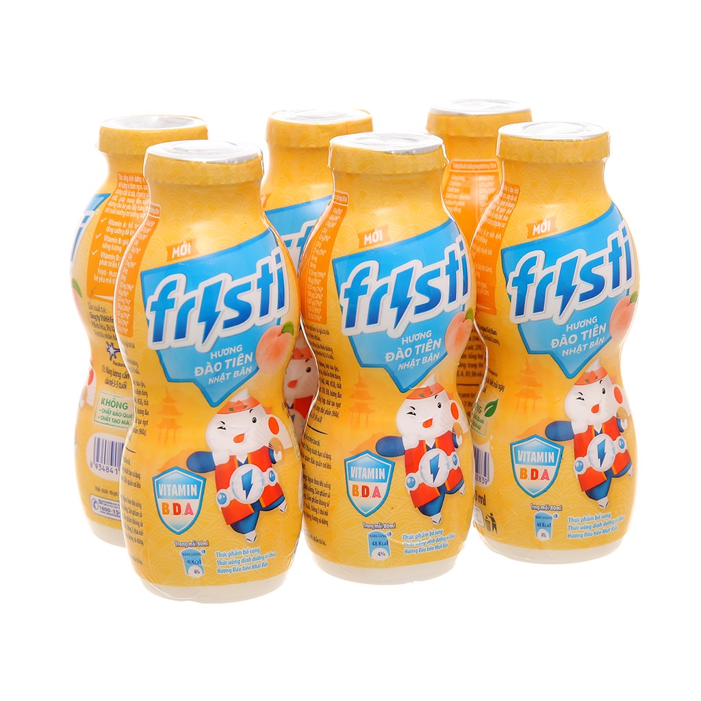 Sữa Chua Uống Fristi 80ml*6 Hộp (Các Vị Cam, Đào, Táo, Dâu)