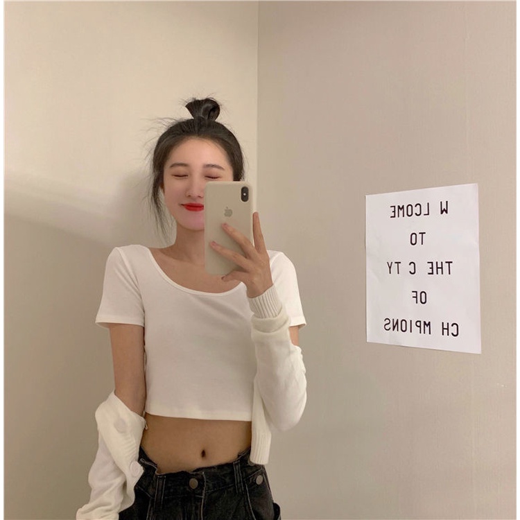 Áo Thun Tay Ngắn Màu Trơn Đơn Giản Cho Nữ 153321 Áo Thun Cổ Tròn Thời Trang Mùa Hè Đơn Giản Năng Động