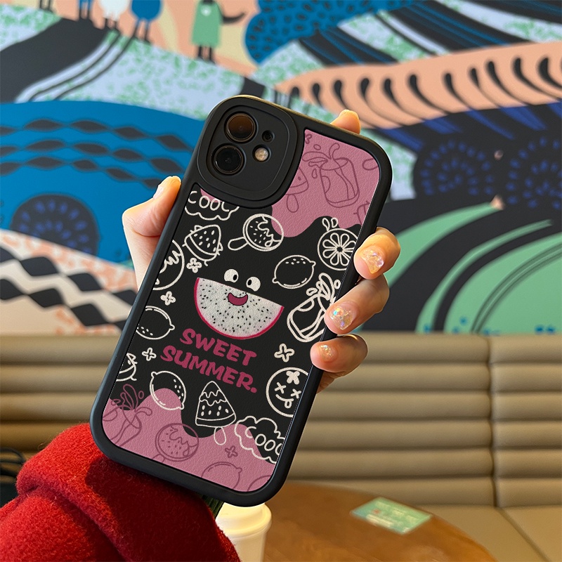 Ốp Điện Thoại Da + TPU Hình Mặt Cười Chống Sốc Cho iPhone 11 12 13 Pro Max XS X XR XS Max 7 8 6 6s Plus SE 2020 2022
