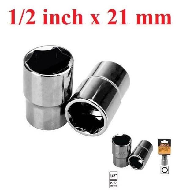 ĐỒ NGHỀ INGCO Đầu tuýp 1/2 INCH 17MM HHAST12171 / 19MM HHAST12191 / 21MM HHAST12211 / 22MM HHAST12221
