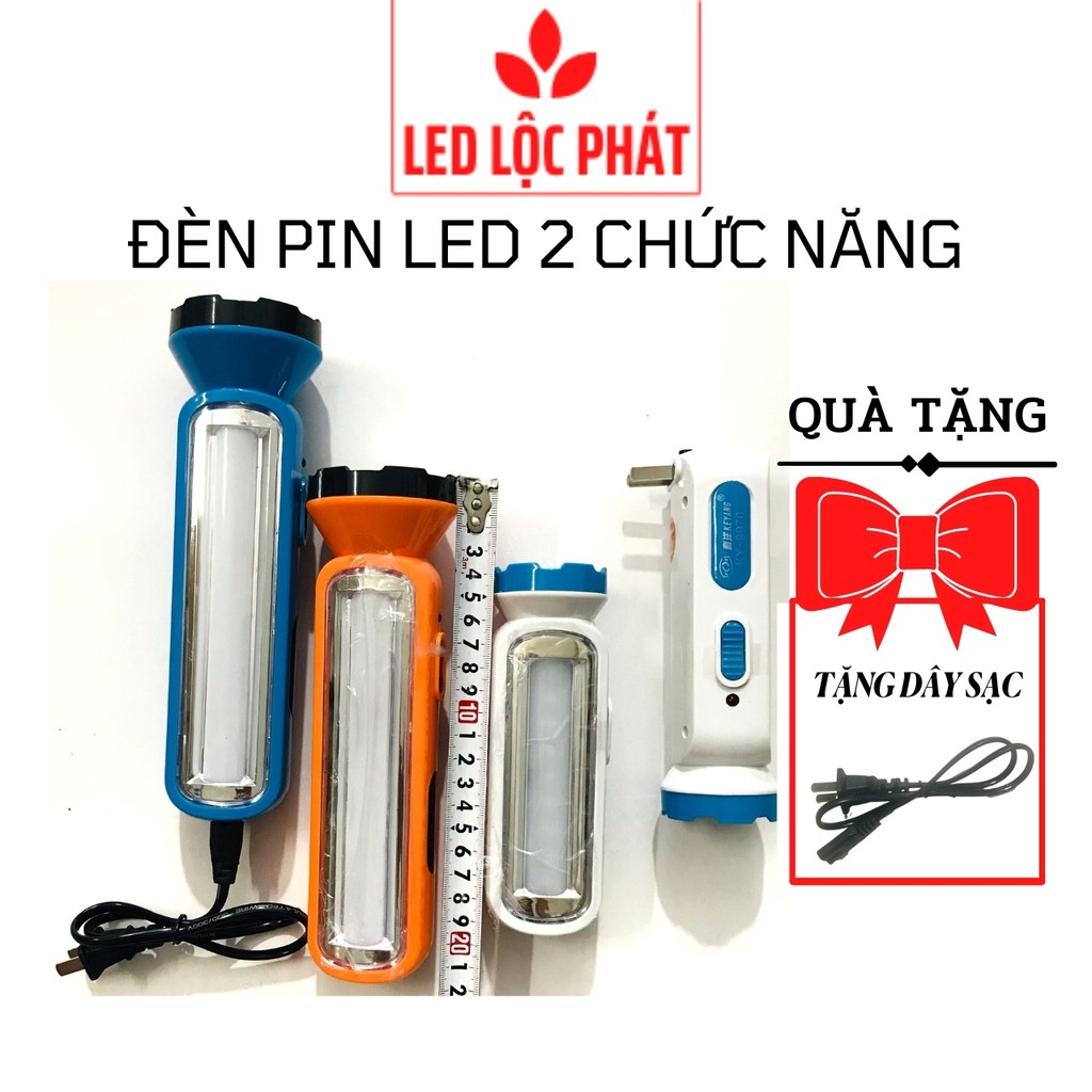 Đèn pin cầm tay siêu sáng đa chức năng, đèn led pin sạc điện dã ngoại