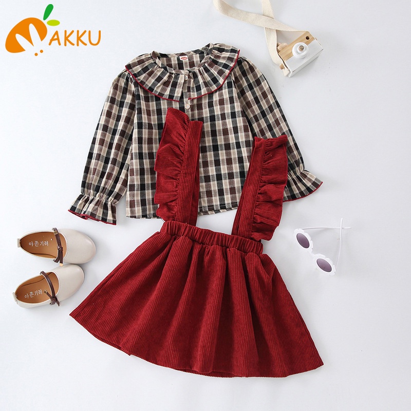 Set Áo Và Chân Váy Caro Thời Trang Cho Bé Gái