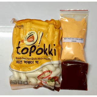 TTEOK NHÂN PHÔ MAI HÀN QUỐC 500GR KÈM SỐT VÀ BỘT PHÔ MAI