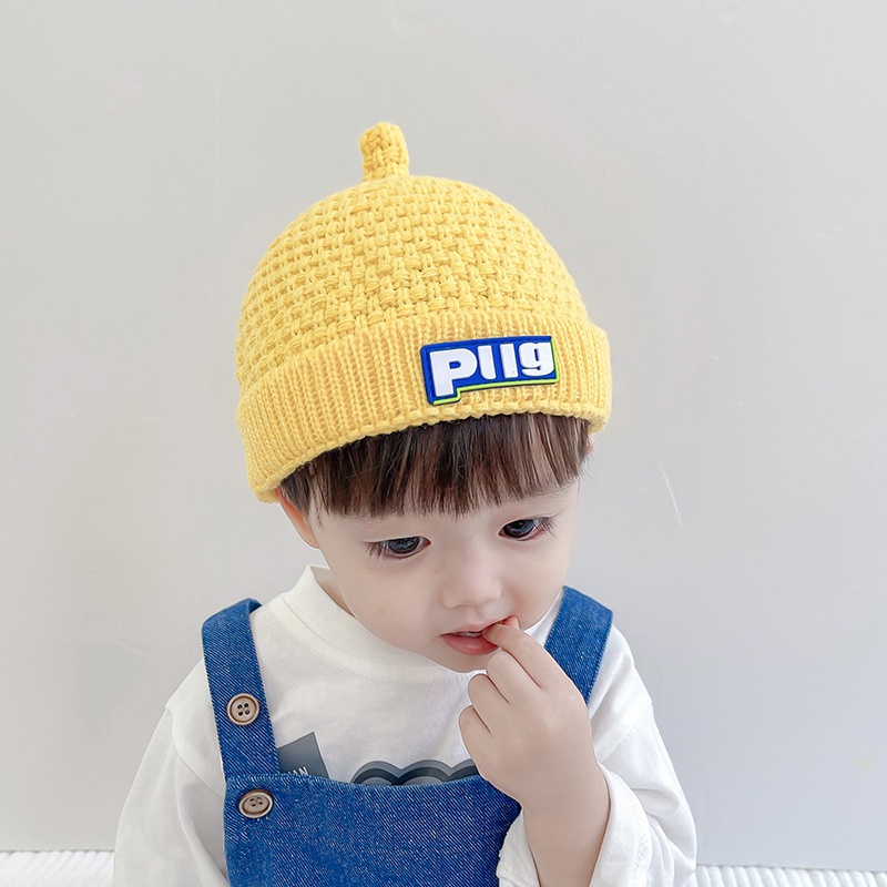 Mũ beanie cotton dệt kim chữ cái thoải mái xinh xắn dành cho trẻ em