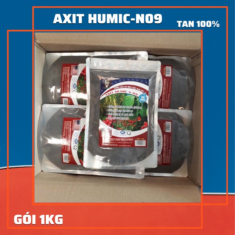 AXIT HUMIC N09 : Phun Lá Và Tưới Gốc - Hòa Tan, Kích Rễ, Giải Quyết Ngộ Độc Hữu Cơ - Gói 1kg