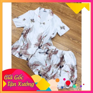 [Hàng Loại 1] Đồ Bộ Satin Lụa Con Hạc Sang Chảnh, Cao Cấp