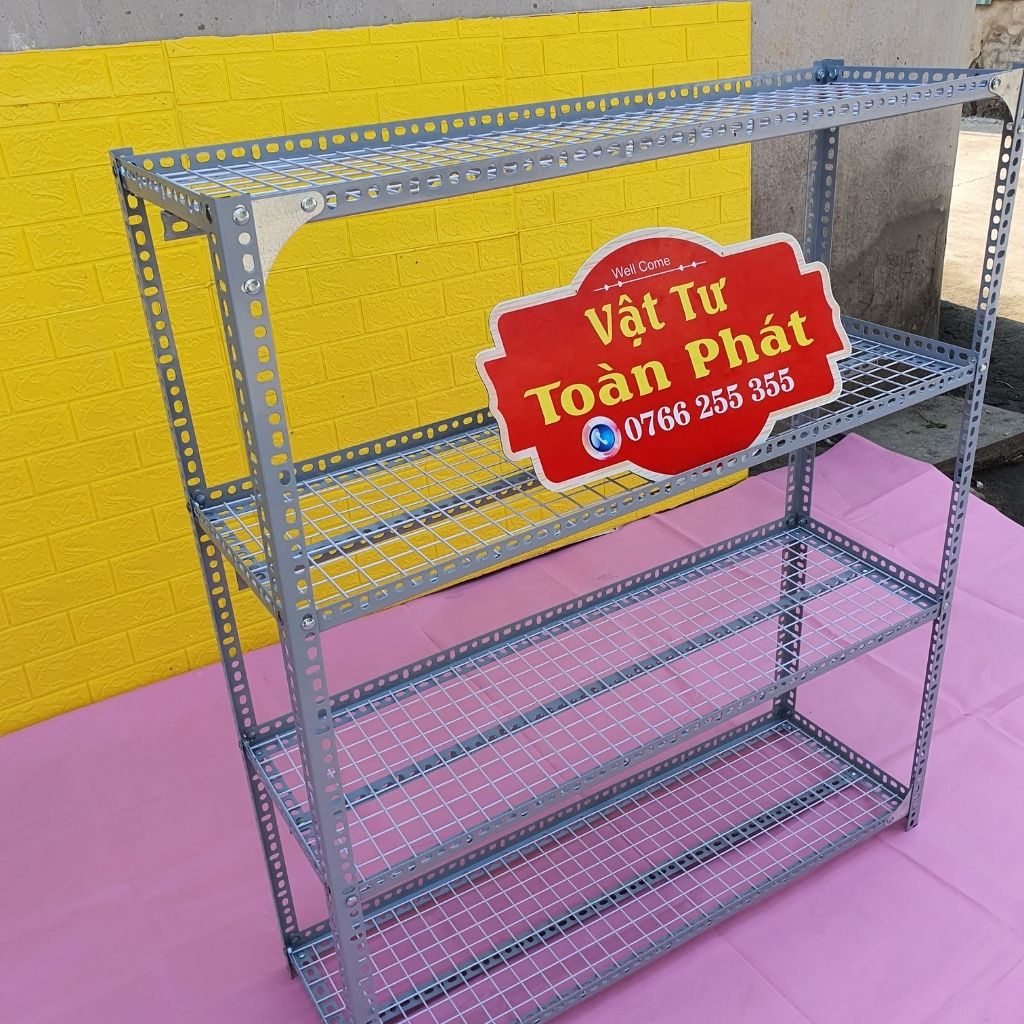 Kệ sắt V lỗ  rộng 40cm x dài 1.5m, cao từ 60cm đến 1.5m nhiều tầng