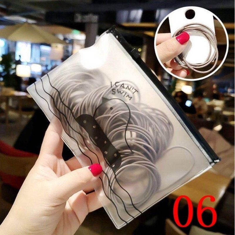 Ahellogirl Set 100 dây buộc tóc đàn hồi thời trang cho nữ