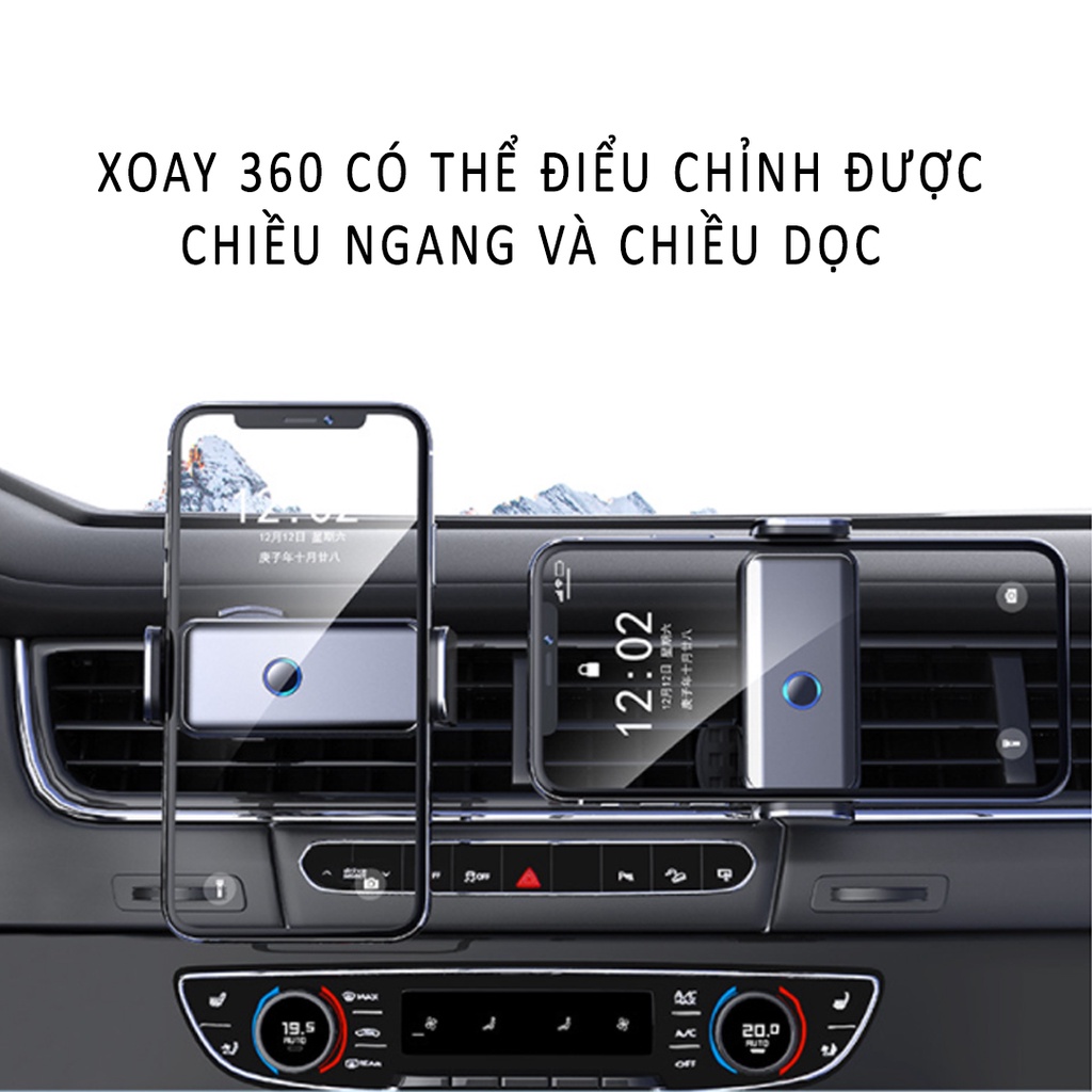 Giá Đỡ Điện Thoại Trên Ô Tô Thông Minh Tự Động Cảm Biến Cửa Gió Trên Xe Hơi, Bảng Đồng Hồ Hợp Kim Nhôm + ABS Cao Cấp
