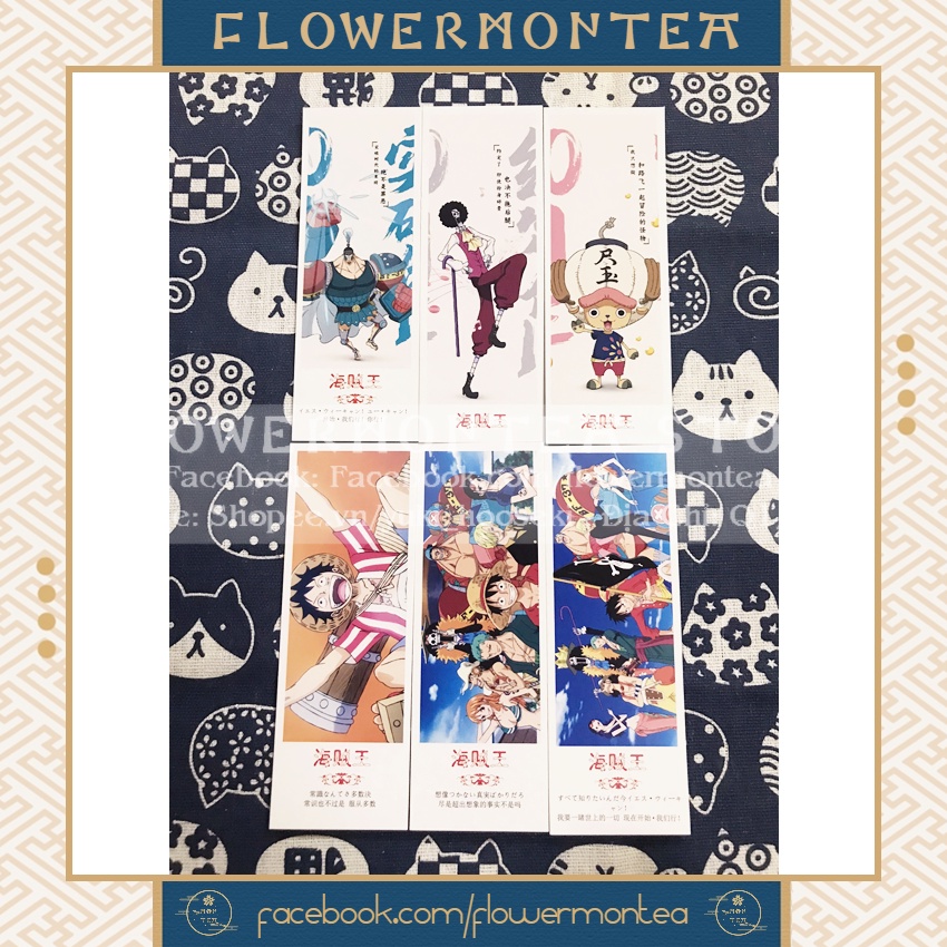 Set 6 Thẻ Đánh Dấu Sách | Bookmark Giấy - One Piece | Đảo Hải Tặc