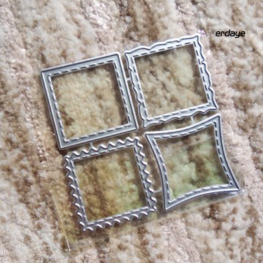 Set 4 khuôn cắt giấy làm từ kim loại tạo khung chữ nhật trang trí Scrapbook