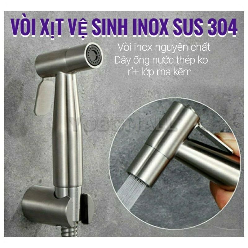 Bảo hành 3 năm-Gói nâng cấp  Vòi xit Vệ Sinh Tăng Áp Inox Sus 304 Cao Cấp Ống dây thép không gỉ dài 1,4 m - Yobomall